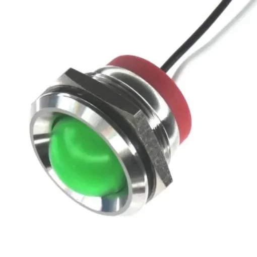 CML Innovative Technologies PL22SL Series Green Panel LED, 240V, 22mm Mounting Hole Size, Lead Wires Termination, IP67 - PL22SL126 product image