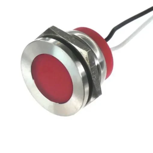 CML Innovative Technologies PL22SL Series Red Panel LED, 12V, 22mm Mounting Hole Size, Lead Wires Termination, IP67 - PL22SL012 product image