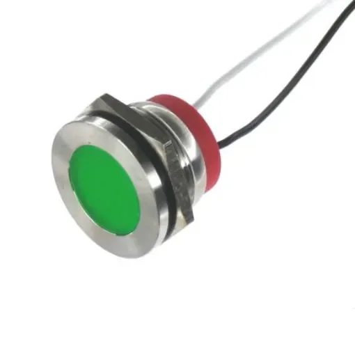 CML Innovative Technologies PL22SL Series Green Panel LED, 12V, 22mm Mounting Hole Size, Lead Wires Termination, IP67 - PL22SL022 product image