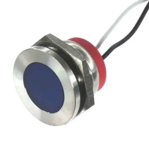 CML Innovative Technologies PL22SL Series Blue Panel LED, 24V, 22mm Mounting Hole Size, Lead Wires Termination, IP67 - PL22SL053 product image