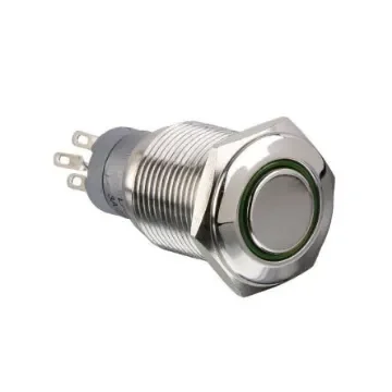 Arcolectric (Bulgin) Ltd Illuminated Push Button Switch, Latching, Panel Mount, 16.2mm Cutout, DPDT, Red LED, 250V ac, - MP0045/1E1RD012S product image
