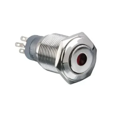 Arcolectric (Bulgin) Ltd Illuminated Push Button Switch, Momentary, Panel Mount, 16.2mm Cutout, DPDT, Red LED, 250V ac, - MP0045/1D1RD012S product image