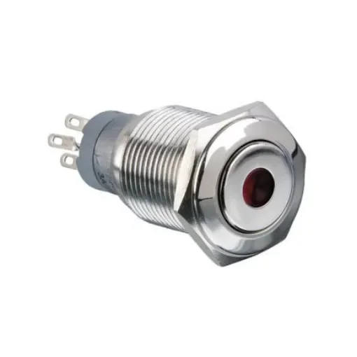 Arcolectric (Bulgin) Ltd Illuminated Push Button Switch, Momentary, Panel Mount, 16.2mm Cutout, DPDT, Red LED, 250V ac, - MP0045/1D1RD012S product image