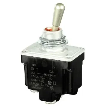 Honeywell Toggle Switch, Bushing Mount, (On)-Off, DPST, Screw Terminal, 125V ac - 2TL1-6 product image