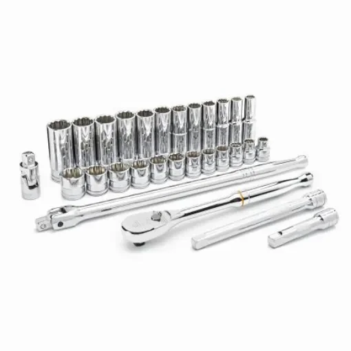 GearWrench 29-Piece Metric 3/8 in Deep Socket/Standard Socket Set with Ratchet, 12 point - 80692 product image