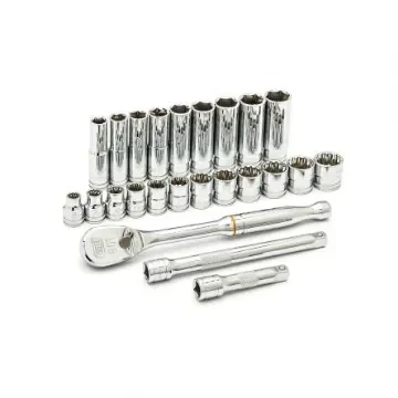GearWrench 24-Piece Metric 3/8 in Deep Socket/Standard Socket Set with Ratchet, 6 point; 12 point - 80559 product image
