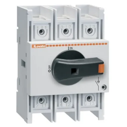Lovato 3P Pole Isolator Switch - 160A Maximum Current, 45kW Power Rating, IP20 - GA160A product image