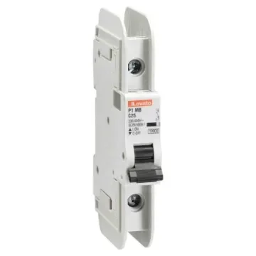 Lovato MCB, 1P, 25A Curve C, 400V AC, 60V DC, 10 kA Breaking Capacity - P1MBUH1PC25 product image