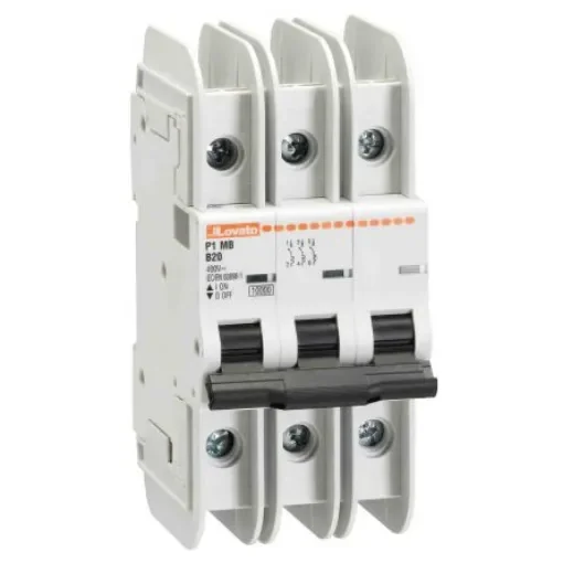Lovato MCB, 3P, 40A Curve C, 400V AC, 10 kA Breaking Capacity - P1MBUL3PC40 product image