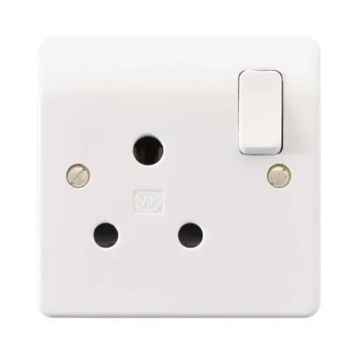 MK Electric Logic Plus White 1 Gang Electrical Socket, 1 Pole Poles, 15A - K2893WHI product image