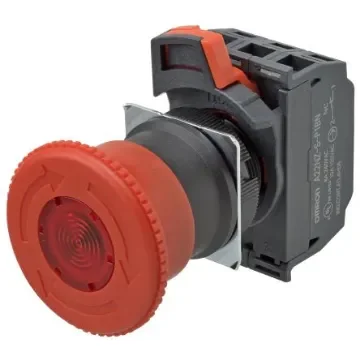 Omron A22NE-PD Series Twist Release Illuminated Emergency Stop Push Button, Panel Mount, 22mm Cutout, 2NC, IP65 - A22NE-M-PD02-C product image