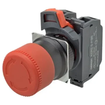 Omron A22NE-PD Series Twist Release Emergency Stop Push Button, Panel Mount, 22mm Cutout, 2NO + 2NC, IP65 - A22NE-S-PD12-N product image