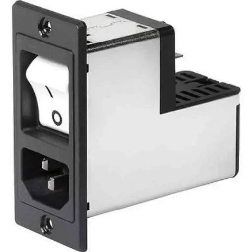 Schurter 10A, 250 V ac Screw Mount Filtered IEC Connector 3-109-572 product image