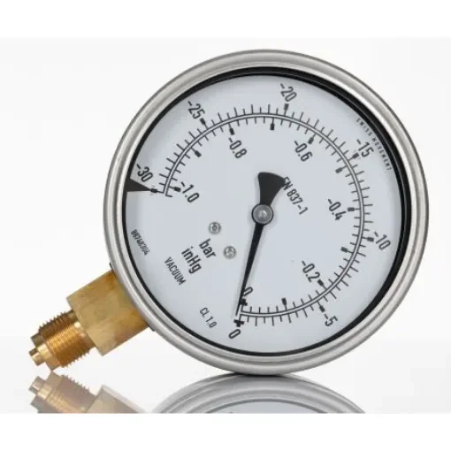 RS PRO G 3/8 Analogue Pressure Gauge 0bar Bottom Entry 100mm Outside Diameter - 188986 product image