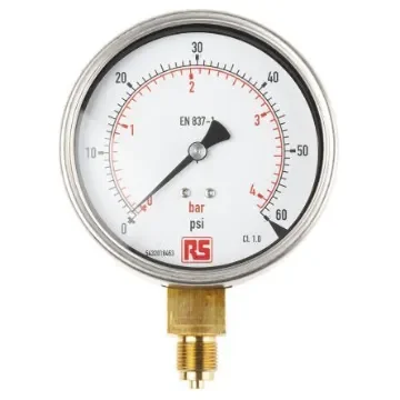 RS PRO G 3/8 Analogue Pressure Gauge 60psi Bottom Entry 100mm Outside Diameter - 33043428 product image
