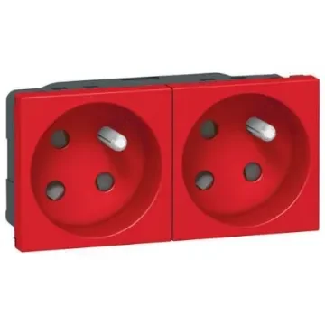 Legrand Mosaïc Red 2 Gang Plug Socket, 16A, Type E - French, Indoor Use - 0 771 52 product image