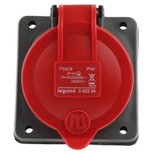 Legrand Red Panel Mount 3P + N + E Socket Socket, Rated At 16A - 0 522 24 product image