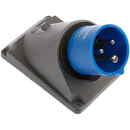Legrand, HYPRA IP44 Blue Panel Mount 2P + E Right Angle Industrial Power Plug, Rated At 16A, 230 V - 0 521 72 product image