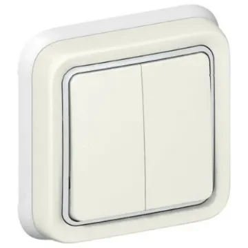 Legrand White Outdoor Light Switch, 2 Way, 2 Gang, Plexo - 0 698 55 product image