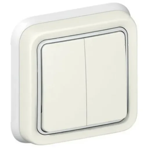 Legrand White Outdoor Light Switch, 2 Way, 2 Gang, Plexo - 0 698 55 product image