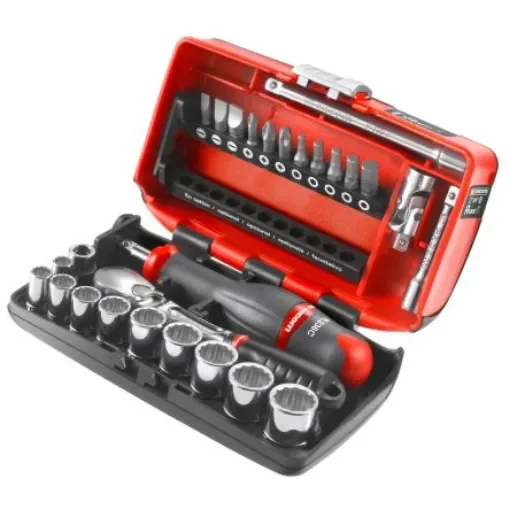 Facom 27-Piece Metric 1/4 in Standard Socket/Bit Set with Ratchet, 12 point - RL.NANO112 product image