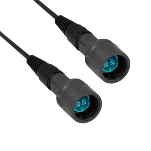 Bulgin LC to LC Duplex Multi Mode OM3 Fibre Optic Cable, 50/125µm, Aqua, 5m - PXF6054AAA product image