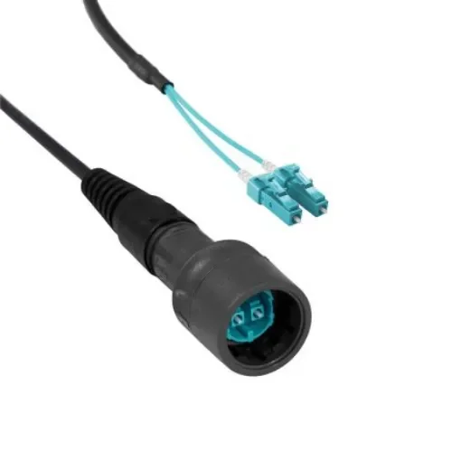 Bulgin LC to LC Duplex Multi Mode OM3 Fibre Optic Cable, 50/125µm, Aqua, 5m - PXF6050AAA product image