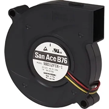 Sanyo Denki San Ace B76 Series Blower, 12 V dc, 10.2cfm, DC Operation, 76 x 76 x 20mm - 9BD12SC6-1 product image
