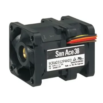 Sanyo Denki 9CRA Series Axial Fan, 12 V dc, DC Operation, 27.2cfm, 18W, 1.5A Max, 38 x 48 x 38mm - 9CRA0312P4K03 product image