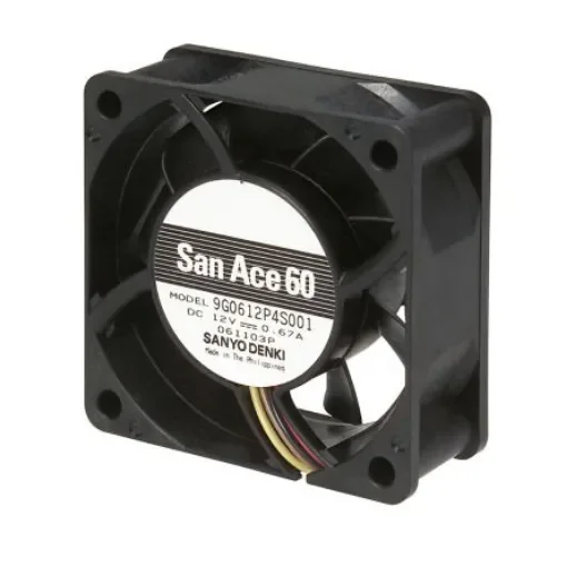 Sanyo Denki 9G Series Axial Fan, 12 V dc, DC Operation, 83.9m³/h, 8.04W, 670mA Max, 60 x 60 x 25mm - 9G0612P4S0011 product image