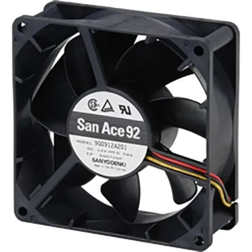 Sanyo Denki 9G Series Axial Fan, 12 V dc, DC Operation, 56.2cfm, 2.76W, 230mA Max, 92 x 92 x 32mm - 9G0912H201 product image