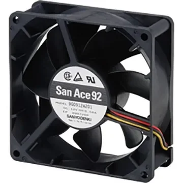Sanyo Denki 9G Series Axial Fan, 12 V dc, DC Operation, 120.1m³/h, 4.56W, 380mA Max, 92 x 92 x 38mm - 9G0912S201 product image