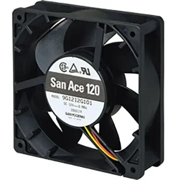 Sanyo Denki 9G Series Axial Fan, 12 V dc, DC Operation, 200.4m³/h, 7.32W, 610mA Max, 119 x 119 x 38mm - 9G1212E101 product image