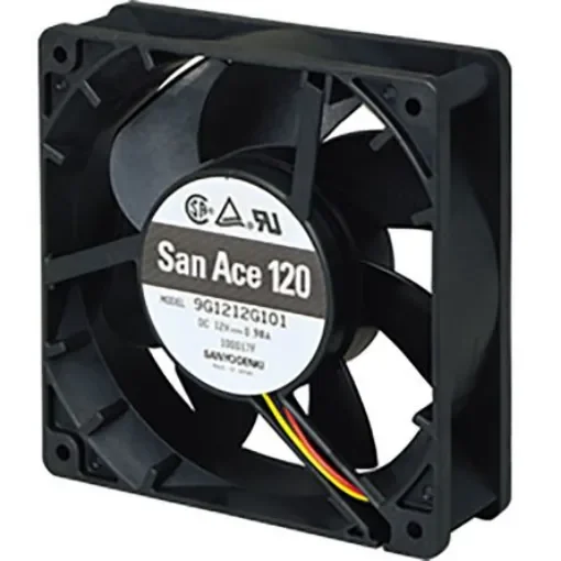 Sanyo Denki 9G Series Axial Fan, 12 V dc, DC Operation, 200.4m³/h, 7.32W, 610mA Max, 119 x 119 x 38mm - 9G1212E101 product image