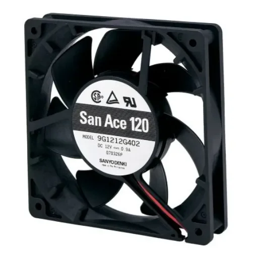 Sanyo Denki 9G Series Axial Fan, 12 V dc, DC Operation, 195.4m³/h, 6.96W, 580mA Max, 119 x 119 x 25mm - 9G1212E401 product image