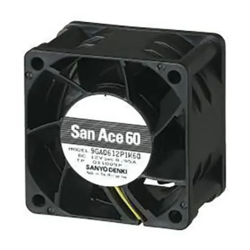 Sanyo Denki 9GA Series Axial Fan, 12 V dc, DC Operation, 90m³/h, 11.4W, 950mA Max, 60 x 60 x 38mm - 9GA0612P1K03 product image