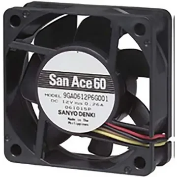 Sanyo Denki 9GA Series Axial Fan, 12 V dc, DC Operation, 52.8m³/h, 3.12W, 260mA Max, 60 x 60 x 20mm - 9GA0612P6G001 product image
