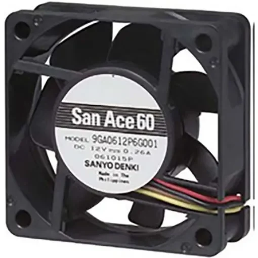 Sanyo Denki 9GA Series Axial Fan, 12 V dc, DC Operation, 52.8m³/h, 3.12W, 260mA Max, 60 x 60 x 20mm - 9GA0612P6G001 product image