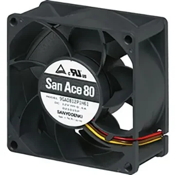 Sanyo Denki 9GA Series Axial Fan, 12 V dc, DC Operation, 134.9m³/h, 7.2W, 600mA Max, 80 x 80 x 38mm - 9GA0812P1H611 product image
