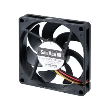 Sanyo Denki 9GA Series Axial Fan, 12 V dc, DC Operation, 86.5m³/h, 3.48W, 290mA Max, 80 x 80 x 15mm - 9GA0812P7G001 product image