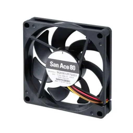 Sanyo Denki 9GA Series Axial Fan, 12 V dc, DC Operation, 86.5m³/h, 3.48W, 290mA Max, 80 x 80 x 15mm - 9GA0812P7G001 product image