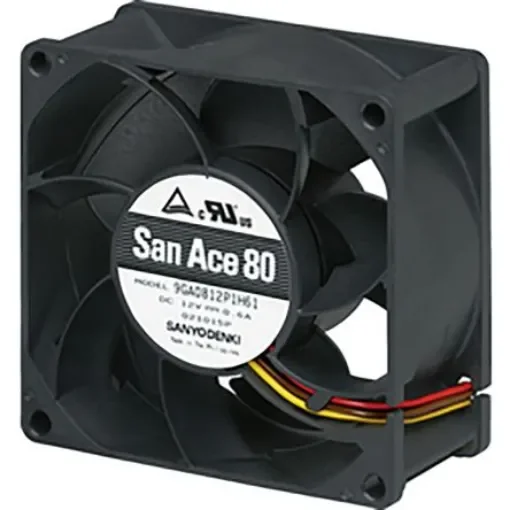Sanyo Denki 9GA Series Axial Fan, 24 V dc, DC Operation, 156m³/h, 11.28W, 470mA Max, 80 x 80 x 38mm - 9GA0824P1S61 product image