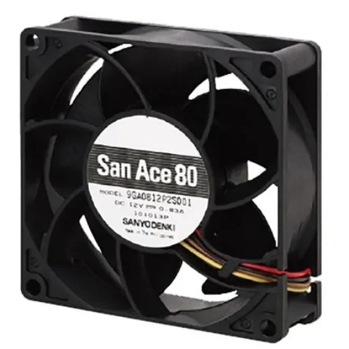 Sanyo Denki 9GA Series Axial Fan, 24 V dc, DC Operation, 146.9m³/h, 10.1W, 420mA Max, 80 x 80 x 32mm - 9GA0824P2S001 product image