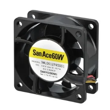 Sanyo Denki 9WL Series Axial Fan, 12 V dc, DC Operation, 65.9m³/h, 4.68W, 390mA Max, IP68, 60 x 60 x 25mm - 9WL0612P4J001 product image