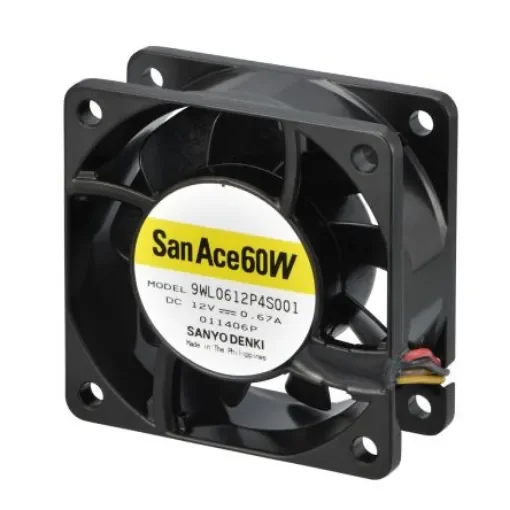 Sanyo Denki 9WL Series Axial Fan, 12 V dc, DC Operation, 65.9m³/h, 4.68W, 390mA Max, IP68, 60 x 60 x 25mm - 9WL0612P4J001 product image