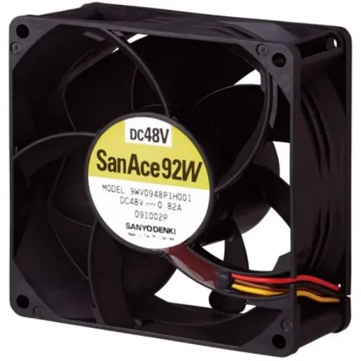 Sanyo Denki 9WV Series Axial Fan, 48 V dc, DC Operation, 302.4m³/h, 39.4W, 820mA Max, IP68, 92 x 92 x 38mm - 9WV0948P1H001 product image