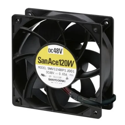 Sanyo Denki 9WV Series Axial Fan, 48 V dc, DC Operation, 380.6m³/h, 31.2W, 650mA Max, IP68, 120 x 120 x 38mm - 9WV1248P1J001 product image