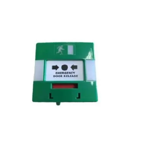 RS PRO Green Emergency exit unlocking box, Button Operated, Resettable, 85 x 85 x 42mm, Mains-Powered - 1924550 product image