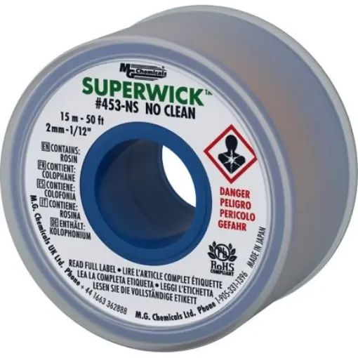 Super Wick SUPERWICK 453-NS 15m No Clean Desoldering Braid, Width 2mm product image