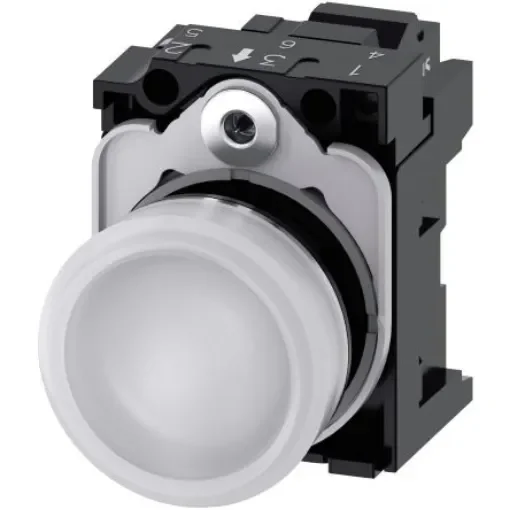 Siemens, SIRIUS ACT 3SU11, Panel Mount White LED Indicator, 22mm Cutout, Round, 24V ac/dc - 3SU1152-6AA60-3AA0 product image